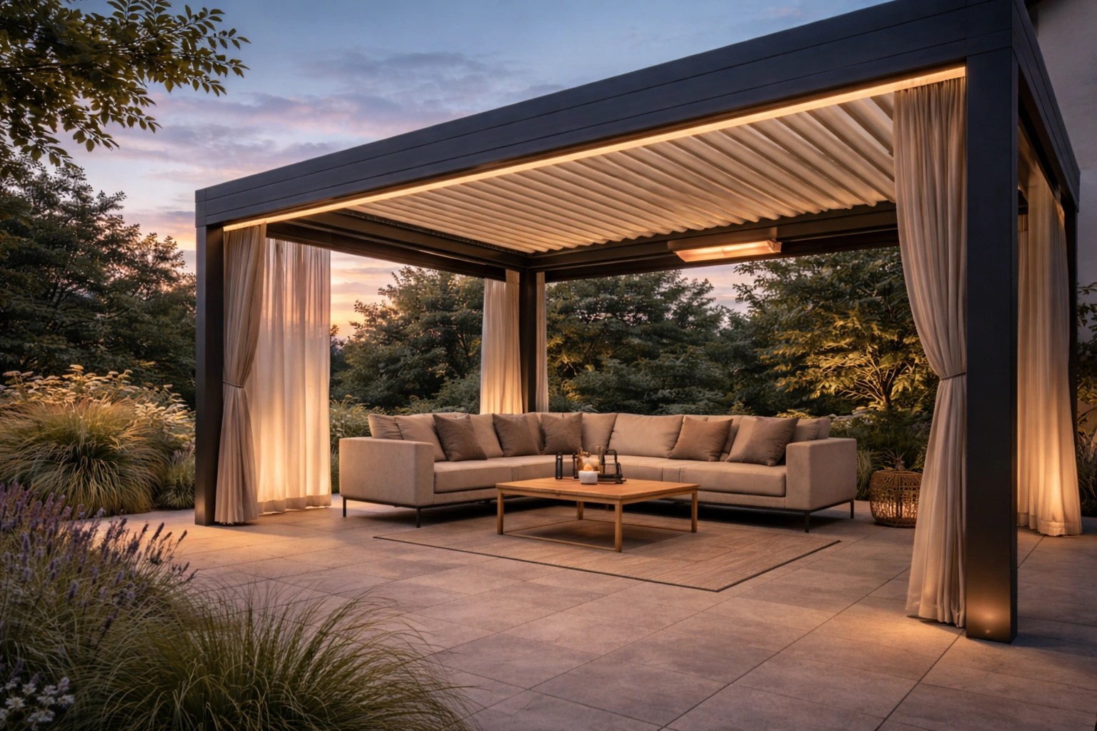 Accessori pergola bioclimatica, luci integrate e dettagli