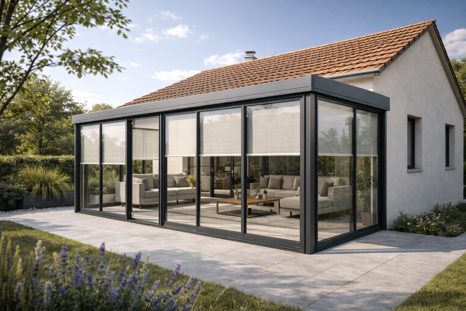 Tenda veranda su porticato o copertura inclinata