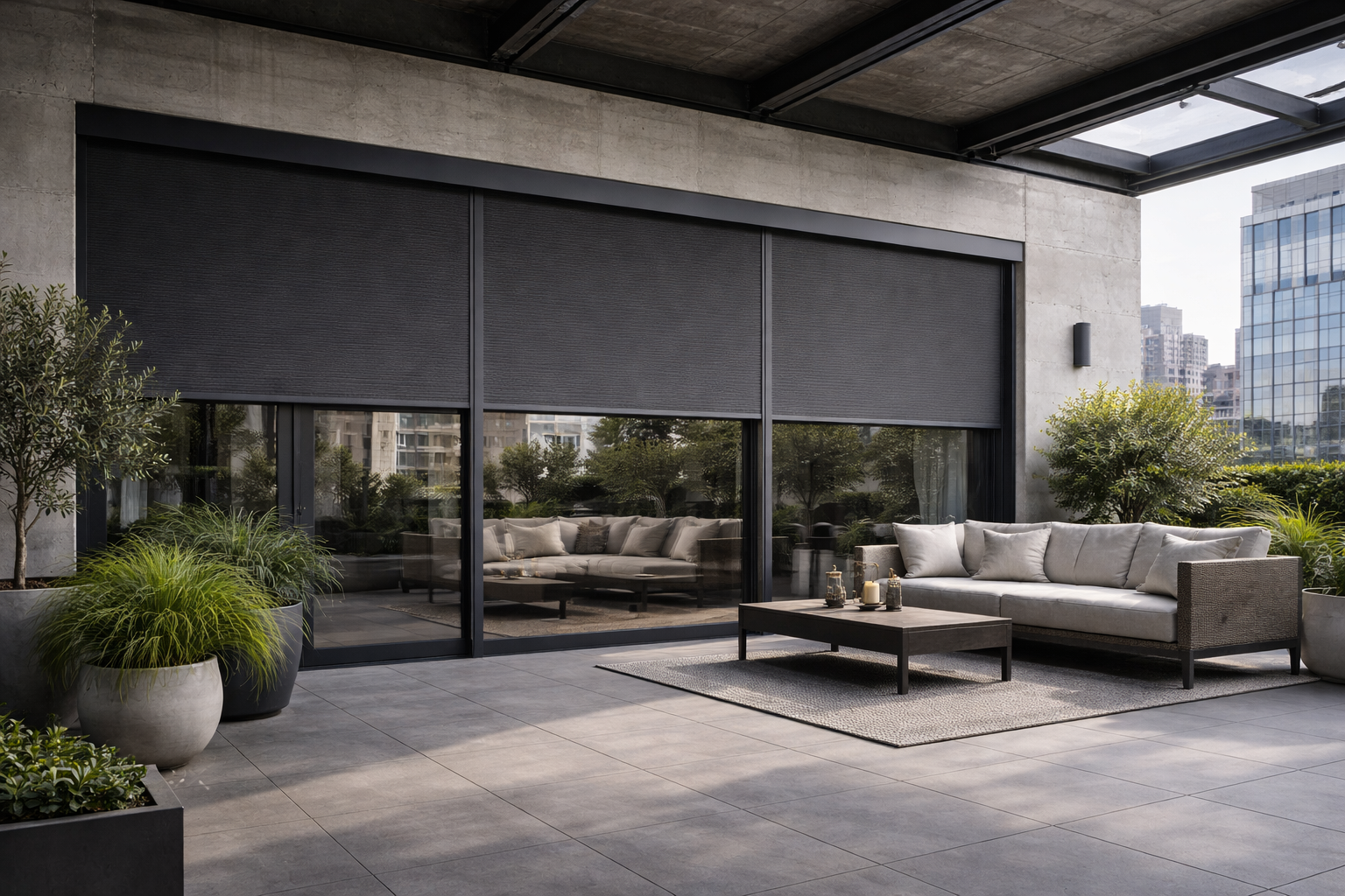 Tende tecniche verticali su pergola o facciata